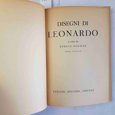 DISEGNI DI LEONARDO 1952 ENRICO BODMER - SANSONI