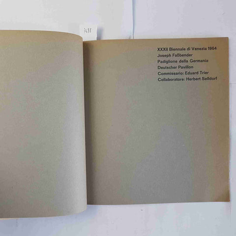 XXXII BIENNALE DI VENEZIA 1964 Joseph Fassbender PADIGLIONE GERMANIA catalogo