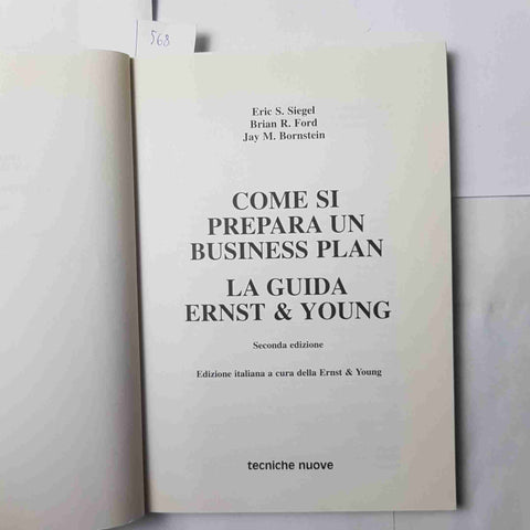 COME SI PREPARA UN BUSINESS PLAN la guida ERNST & YOUNG 1996 Tecniche Nuove