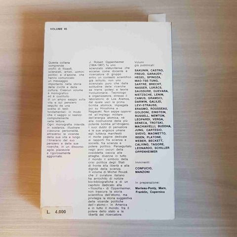 OPPENHEIMER la vita il pensiero i testi ROUZE' MICHEL 1973 EDIZIONI ACCADEMIA