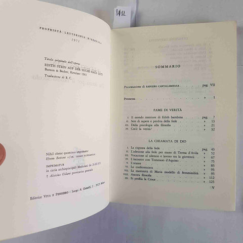 EDITH STEIN biografia - Suor Teresia a matre dei 1971 VITA E PENSIERO