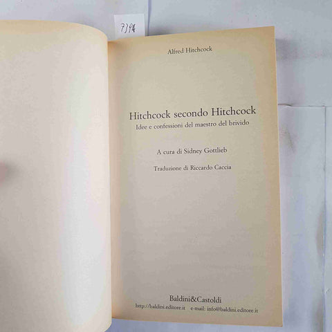 HITCHCOCK SECONDO HITCHCOCK idee e confessioni del maestro del brivido BALDINI