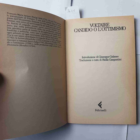 VOLTAIRE - CANDIDO O L'OTTIMISMO 1995 FELTRINELLI Galasso Gargantini