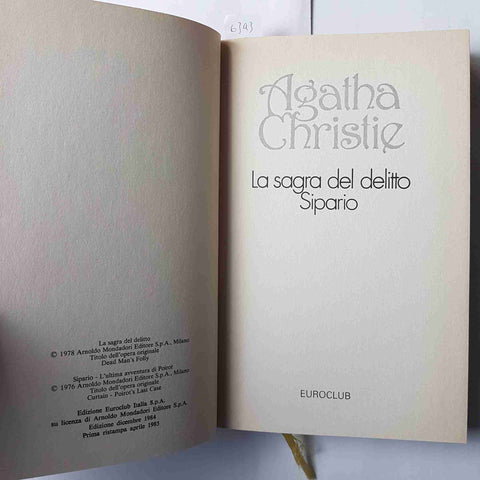 AGATHA CHRISTIE La sagra del delitto + Sipario NARRATIVA CLUB 1985 EUROCLUB