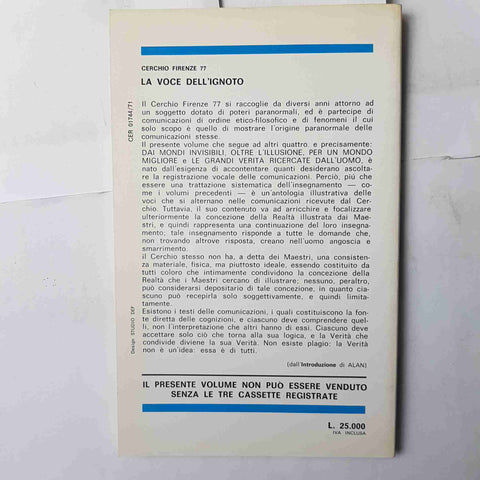 LA VOCE DELL'IGNOTO Cerchio Firenze 77 MEDITERRANEE solo libro no cassette 1991