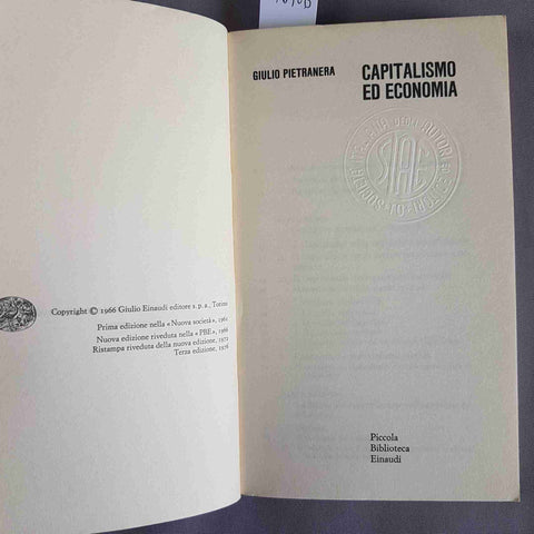 CAPITALISMO ED ECONOMIA Giulio Pietranera 1976 EINAUDI