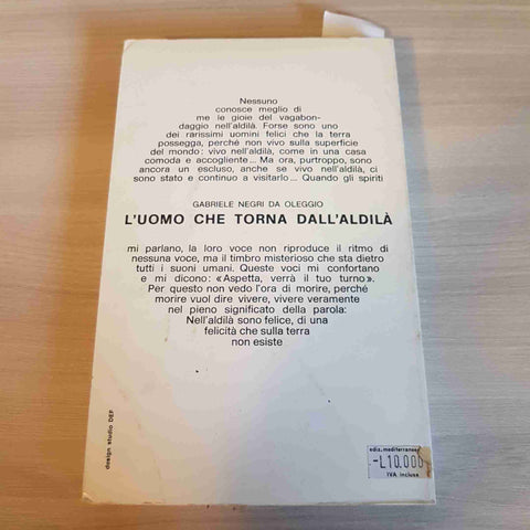 L'UOMO CHE TORNA DALL'ALDILA' aldilà NEGRI DA OLEGGIO 1978 MEDITERRANEE