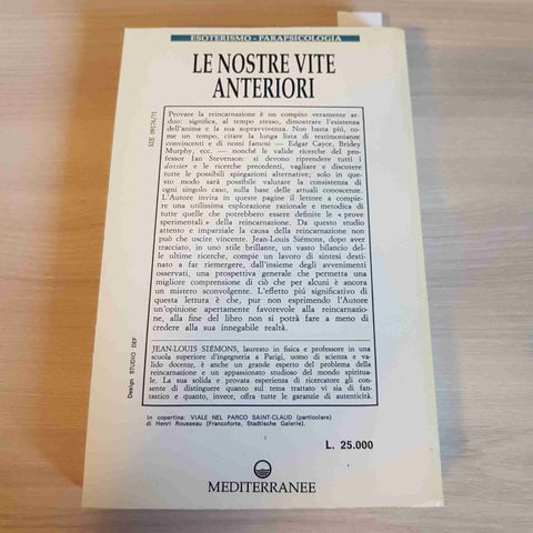 LE NOSTRE VITE ANTERIORI reincarnazione esoterismo SIEMONS 1991 MEDITERRANEE