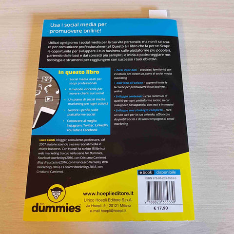 SOCIAL MEDIA MARKETING FOR DUMMIES  promuovere un business LUCA CONTI - HOEPLI