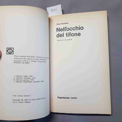 FELIX HARLAUB Nell'occhio del tifone PAPERBACKS LERICI 1966