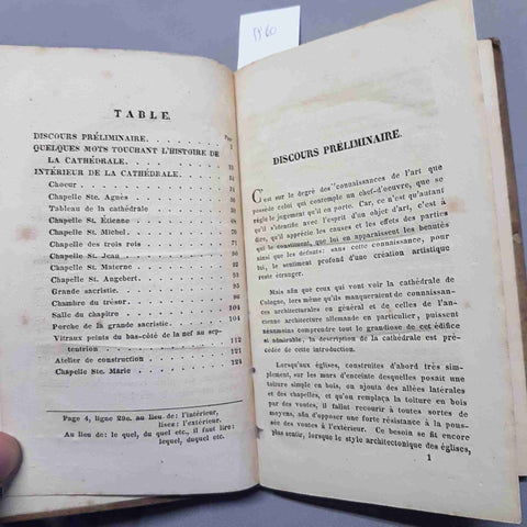 LA CATHEDRALE DE COLOGNE 1855 description archeologico historique M.J. DE NOEL