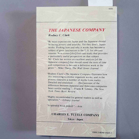 RODNEY CLARK The Japanese company 1991 CHARLES E. TUTTLE