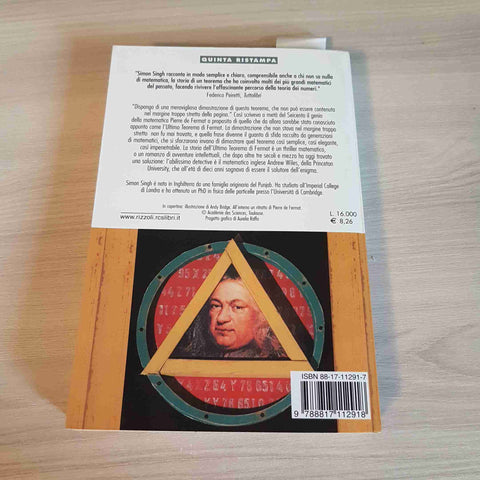 L'ULTIMO TEOREMA DI FERMAT - SIMON SINGH - BUR 2000 MATEMATICA GIALLO