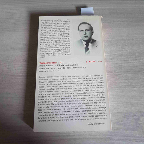 L'ITALIA CHE CAMBIA interviste PAOLO BONETTI 1984 EDIZIONI DELLA VOCE