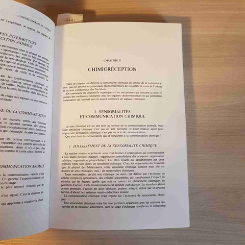 L'UNIVERS ODORANT DE L'ANIMAL stimulations chimiques YVELINE LEROY 1987 BOUBEE