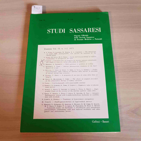 STUDI SASSARESI sassari gallura sardegna GALLIZZI - 1975 medicina scienze