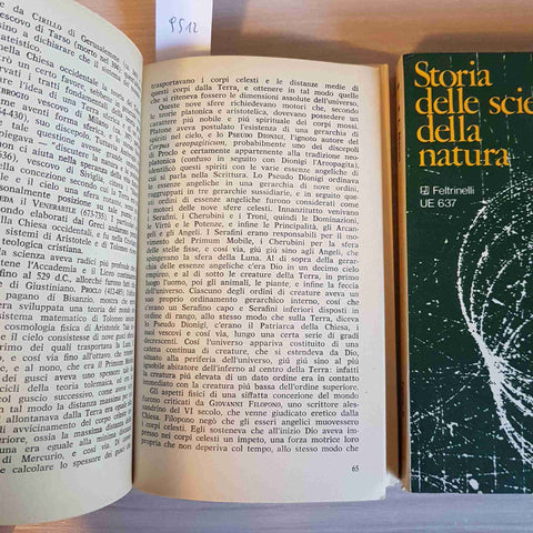 STORIA DELLE SCIENZE E DELLA NATURA 2 volumi S.F. MASON - FELTRINELLI - 1971