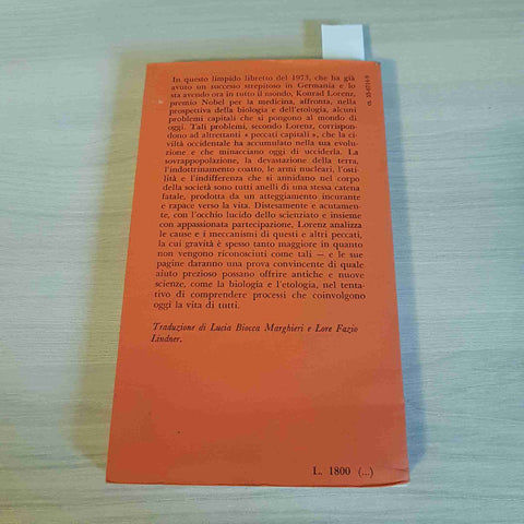 GLI OTTO PECCATI CAPITALI DELLA NOSTRA CIVILTA' - KONRAD LORENZ - ADELPHI 1974