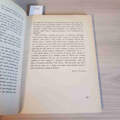 PITTORI LOMBARDI DEL SECONDO OTTOCENTO - VILLA DELL'OLMO COMO 1954 catalogo