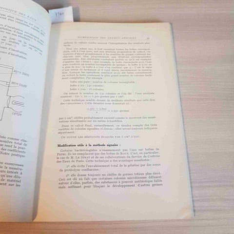 L'ANALYSE BACTERIOLOGIQUE DES EAUX DE CONSOMMATION - BUTTIAUX - 1951 FLAMMARION