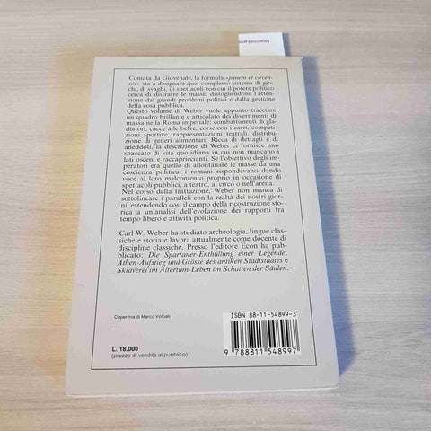 PANEM ET CIRCENSES politica dei divertimenti di massa a Roma WEBER1986- GARZANTI