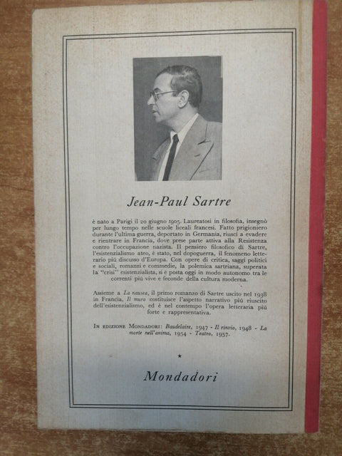 Jean Paul Sartre IL MURO Mondadori 1957 - 1° edizione nella collana Il Bosco