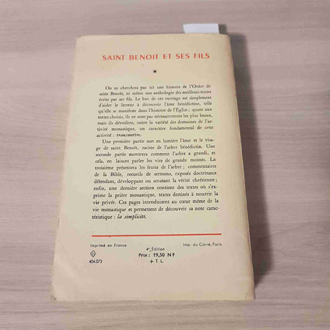 SAINT BENOIT ET SES FILS - DOM M.F. LACAN ROPS 1961 LIBRAIRE ARTHEME FAYARD