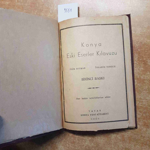KONYA ESKI ESERLER KILAVUZU Soyman Tongur 1944 YAYAN birinci baski YENI KITABEVI