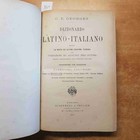 DIZIONARIO LATINO ITALIANO C.E. Georges 1913 ROSENBERG SELLIER copertina pelle