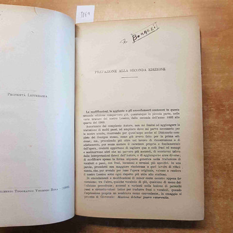 DIZIONARIO LATINO ITALIANO C.E. Georges 1913 ROSENBERG SELLIER copertina pelle