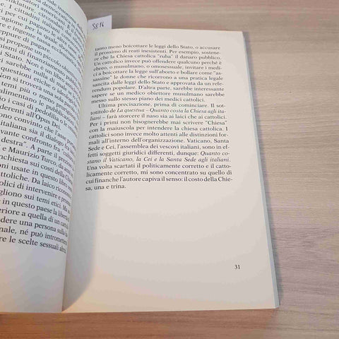 LA QUESTUA quanto costa la Chiesa agli italiani CURZIO MALTESE 2008 FELTRINELLI
