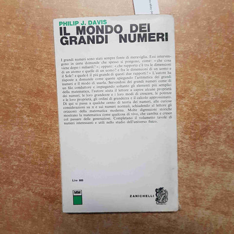 IL MONDO DEI GRANDI NUMERI matematica moderna PHILIP J. DAVIS 1966 zanichelli
