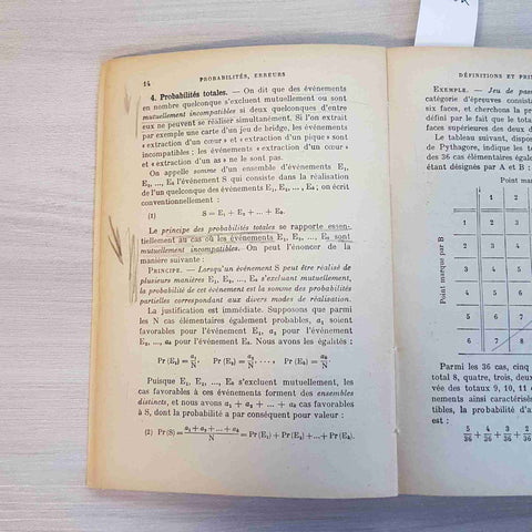 PROBABILITES ERREURS - BOREL, DELTHEIL, HURON - COLIN - 1923