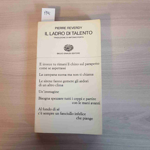 IL LADRO DI TALENTO - PIERRE REVERDY - EINAUDI 1972 traduzione ANTONIO PORTA