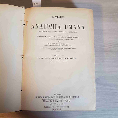 ANATOMIA UMANA descrittiva istologia sviluppo - L. TESTUT 1943 UTET libro quinto