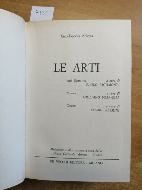 ENCICLOPEDIA ATHENA - LE ARTI FIGURATIVE, musica, cinema - 1963 DE VECCHI (