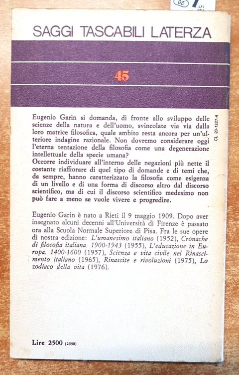 Filosofia e Scienze nel Novecento - Eugenio Garin - 1978 - 1ED. Laterza (2