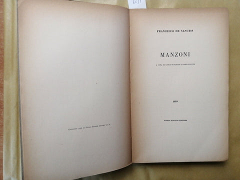 MANZONI - Opere di Francesco De Sanctis 1955 EINAUDI critica letteraria (60
