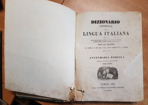 DIZIONARIO UNIVERSALE DELLA LINGUA ITALIANA 1835/1846 ROBIOLA 7 vol FODRATTI1361