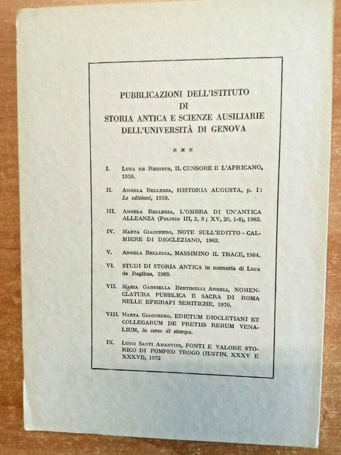 LUIGI SANTI AMANTINI - FONTI E VALORE STORICO DI POMPEO TROGO - 1972 - GENOVA