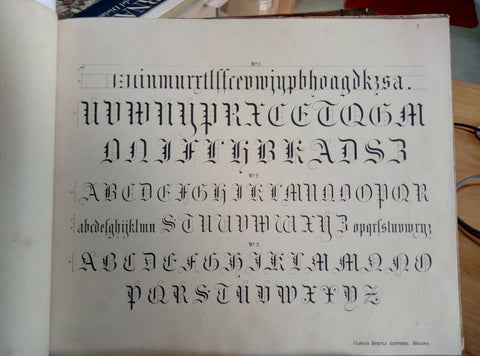 1886 ALFABETI HOEPLI 25 TAVOLE CROMOLITOGRAFICHE DI MODELLI E SCRITTURE (27