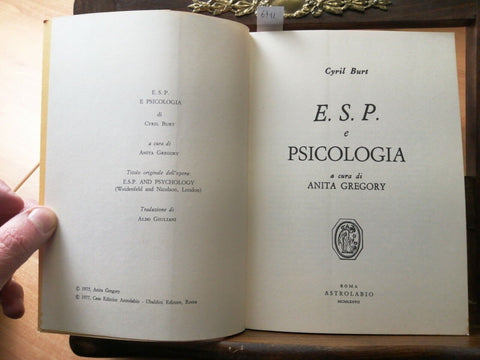 CYRIL BURT - E.S.P. E PSICOLOGIA - ASTROLABIO 1977 PARAPSICOLOGIA JUNG (671