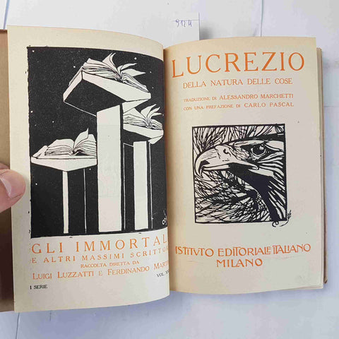 LUCREZIO - DELLA NATURA DELLE COSE - GLI IMMORTALI - ISTIT. EDITOR. ITAL. (