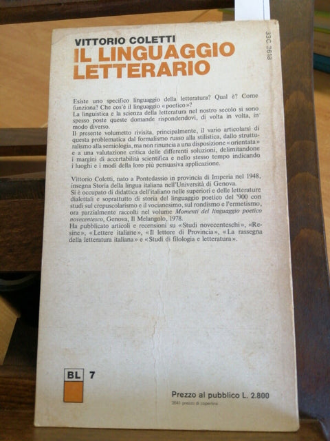 VITTORIO COLETTI - IL LINGUAGGIO LETTERARIO - 1978 - ZANICHELLI - (1286D