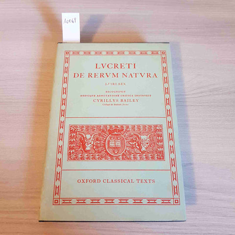 LUCRETI DE RERUM NATURA - OXFORD CLASSICAL TEXTS - 1962 lucrezio LIBRI SEX