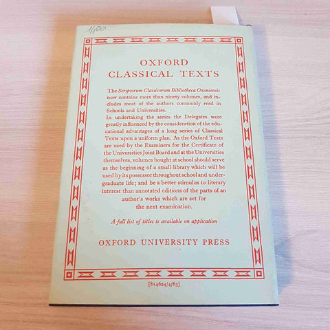 LUCRETI DE RERUM NATURA - OXFORD CLASSICAL TEXTS - 1962 lucrezio LIBRI SEX