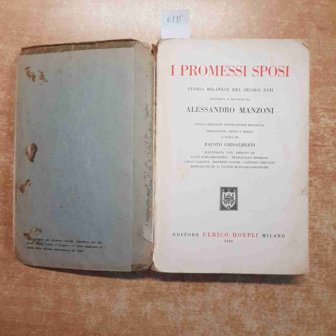 ALESSANDRO MANZONI - 1958 - I PROMESSI SPOSI STORIA MILANESE illustrato HOEPLI