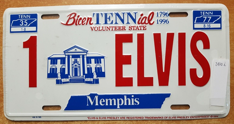 ELVIS PRESLEY MEMPHIS BICENTENNIAL VOLUNTEER STATE 1796/1996 LICENSE PLATE(