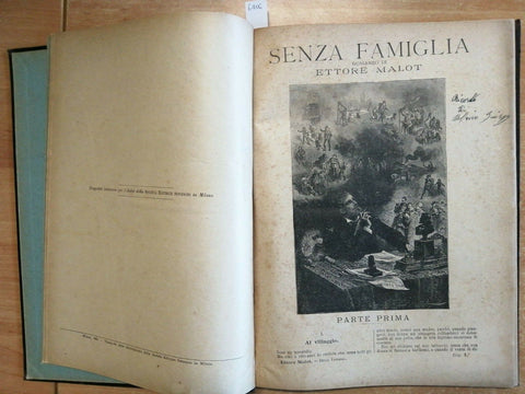 ETTORE MALOT - SENZA FAMIGLIA Sonzogno 1908 ILLUSTRATO 24 DISPENSE RILEGATE