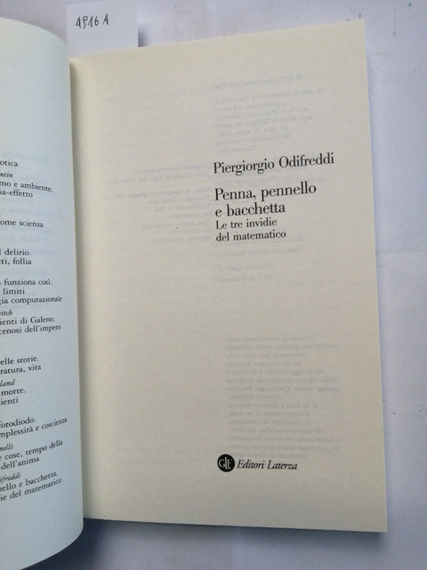 Piergiorgio Odifreddi - Penna, Pennello e Bacchetta 2005 Laterza (4916a